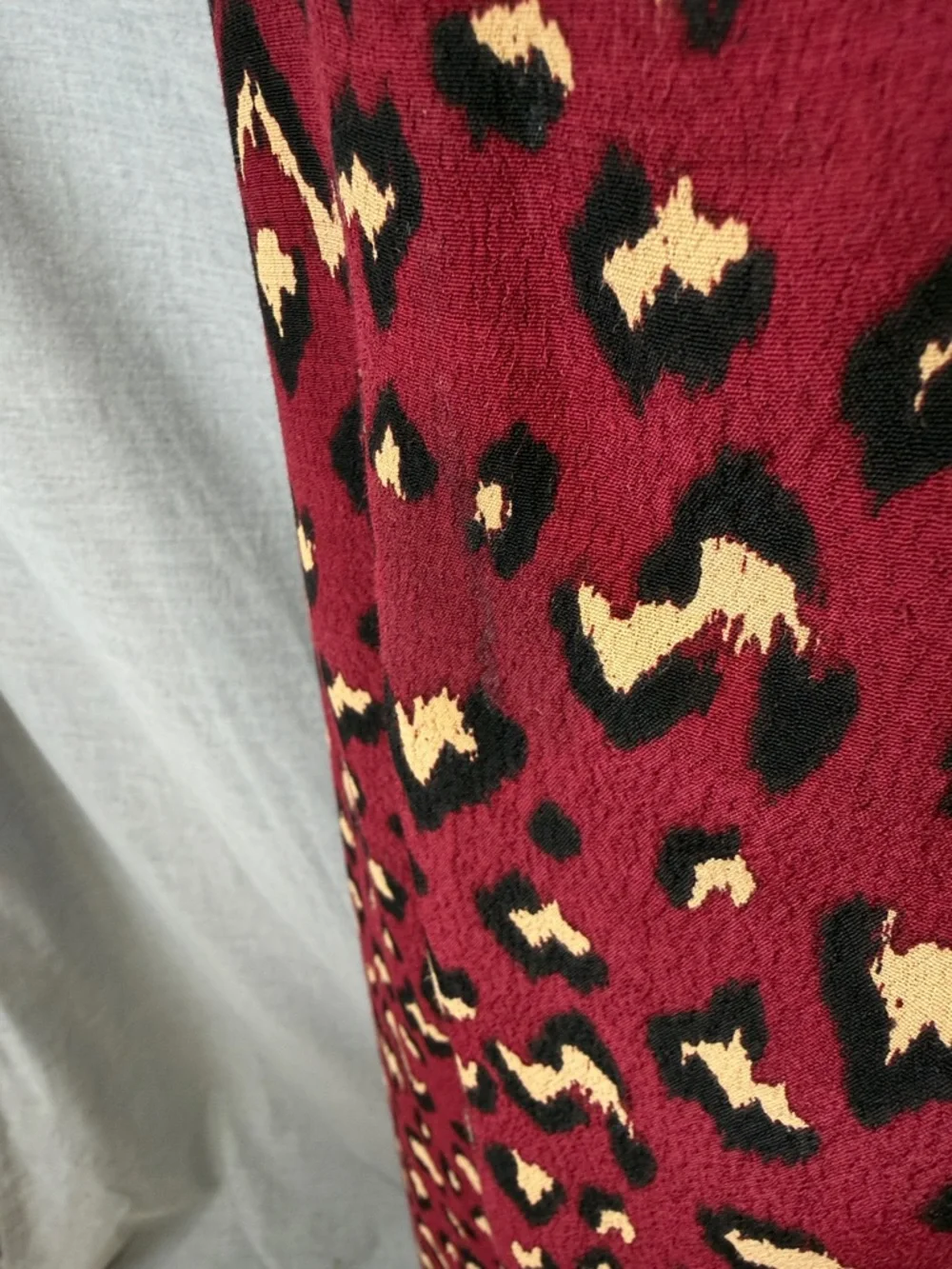Cleobella Burgundy Leopard Print Wrap‎ Midi Dress 3/4 Sleeve Boho M